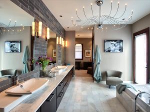 master-bathroom-with-long-bathroom-vanity-cabinet-and-large-mirror-also-unique-modern-chandelier-970x728
